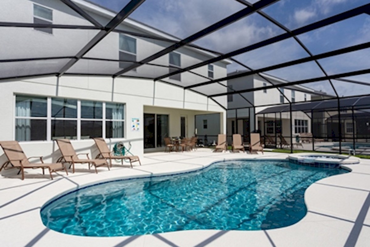 Large Pool Deck with Lake View